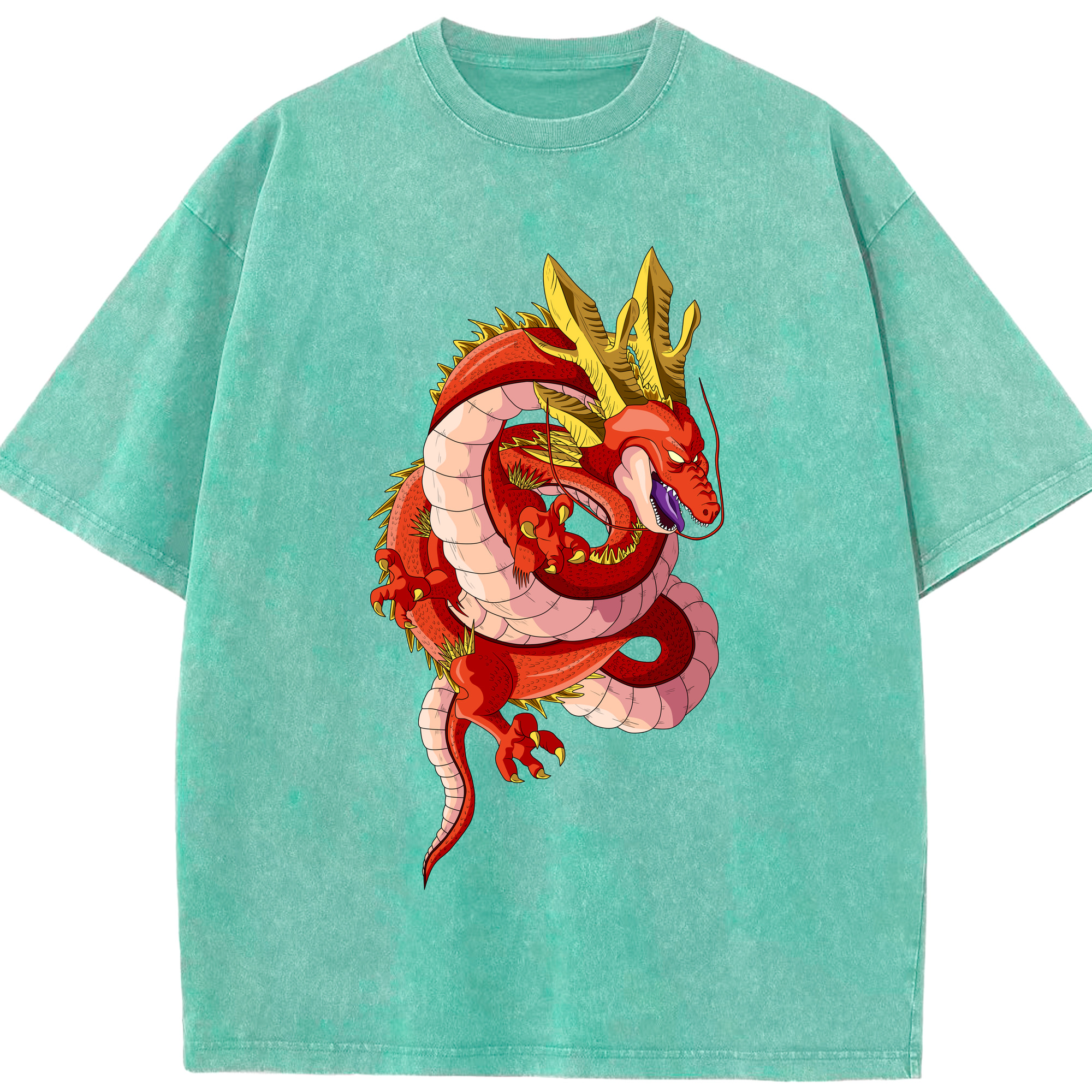 （画像用） ドラゴンボール 神龍 シェンロン DRAGON BALL Shenron 綿100% ヴィンテージ風 半袖Tシャツ（フロントプリント）